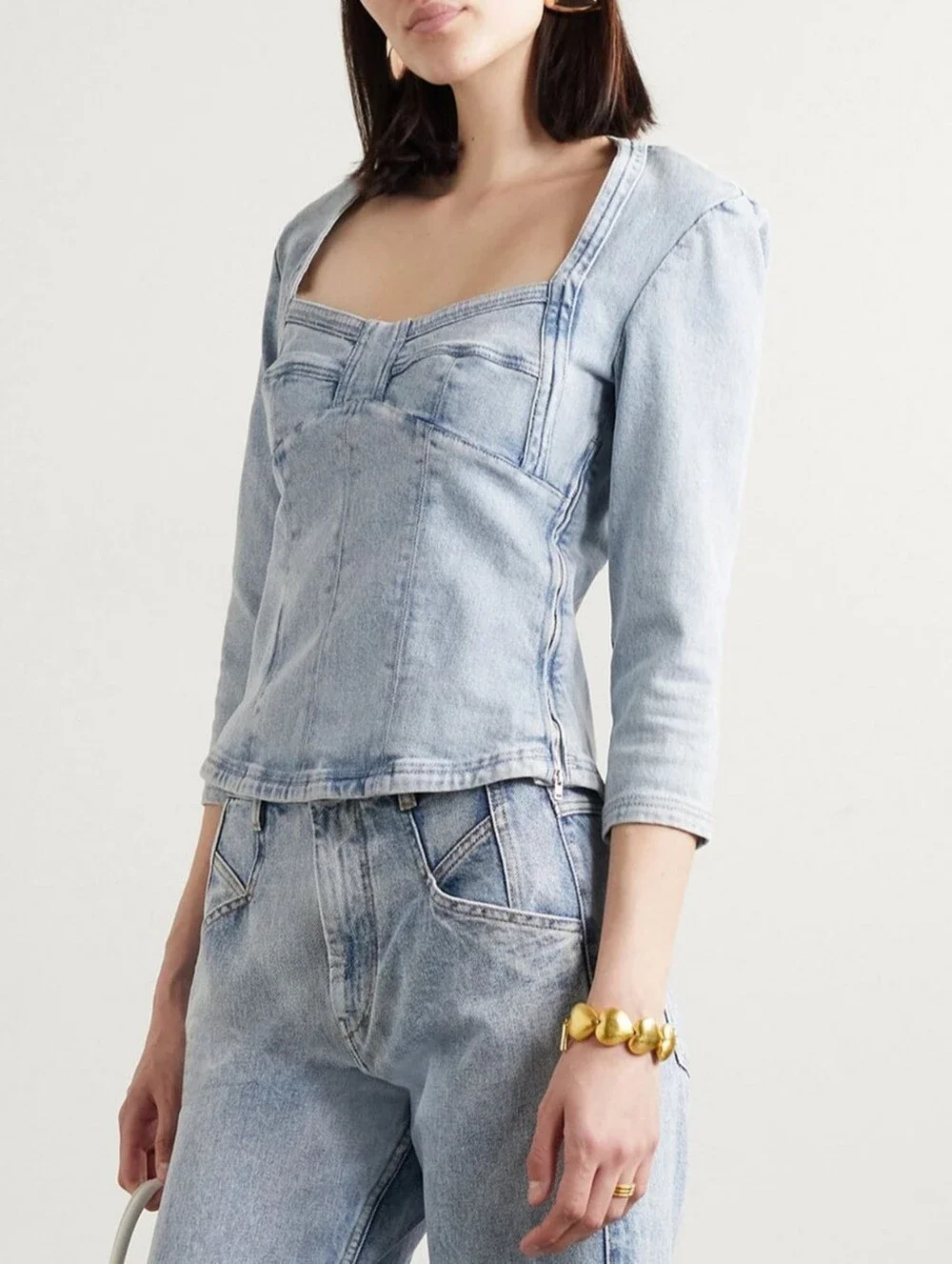 Isabel Marant Vanio Denim Corset Top - FR 36